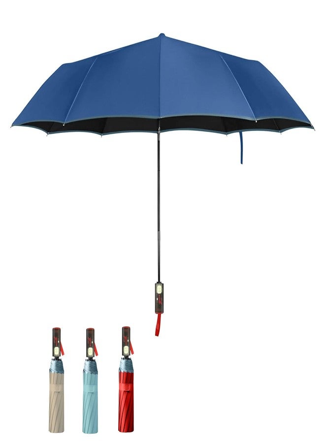 PRIME PICK مظلة برايم بيك الطبيعية، مظلة سفر أنيقة وصغيرة الحجم للشمس والمطر - خفيفة الوزن ومقاومة للرياح ومتينة، تصميم قابل للطي والفتح والإغلاق التلقائي، مناسبة للرجال والنساء، لون أزرق داكن - Image 1